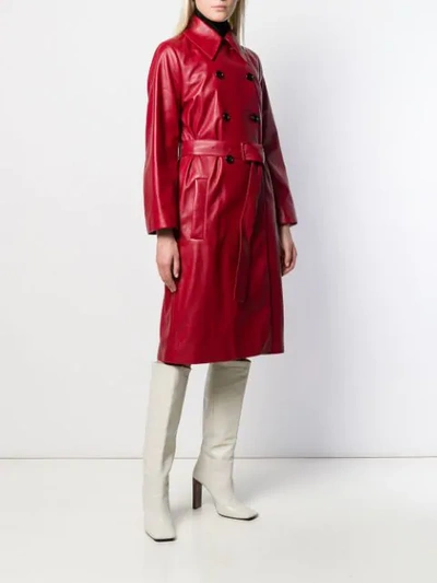 Shop Joseph Double-breasted Peacoat In Red