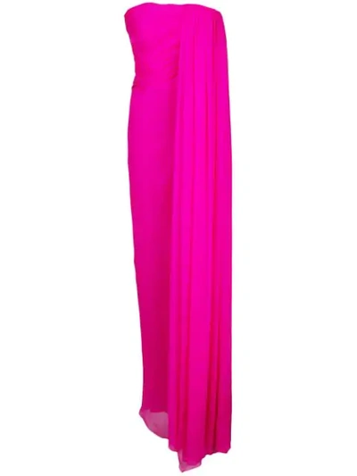 Shop Oscar De La Renta Draped Front Gown In Pink