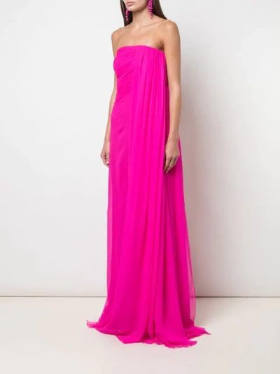 Shop Oscar De La Renta Draped Front Gown In Pink