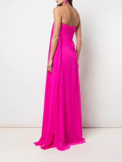 Shop Oscar De La Renta Draped Front Gown In Pink