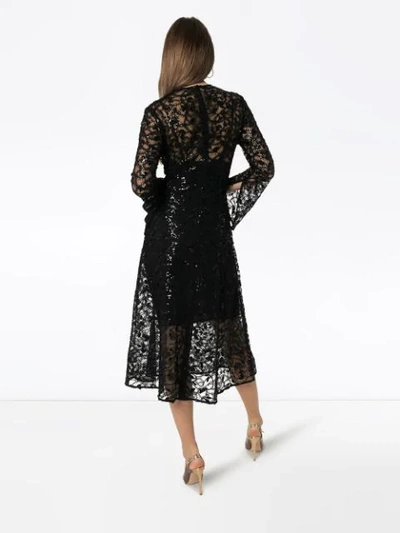 Shop Rotate Birger Christensen Sequin-embellished Lace Dress In Black