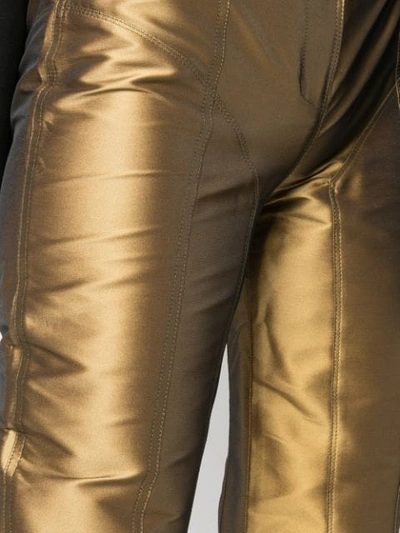 Shop Mugler Metallic Stirrup Trousers In Gold