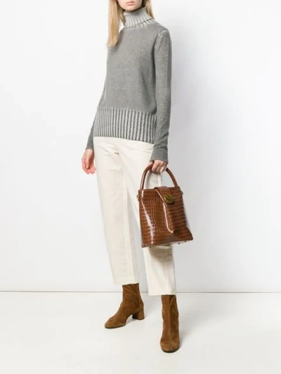 Shop Allude Ribbed Turtleneck Sweater In Grey