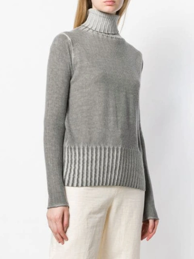 Shop Allude Ribbed Turtleneck Sweater In Grey