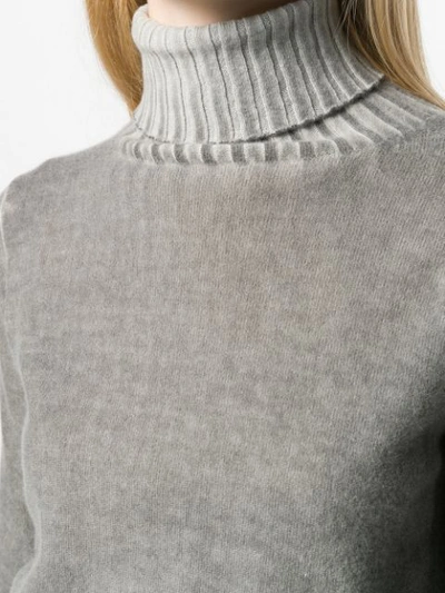 Shop Allude Ribbed Turtleneck Sweater In Grey