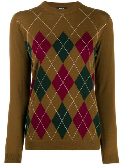 Shop Aspesi Argyle Knit Jumper In Brown