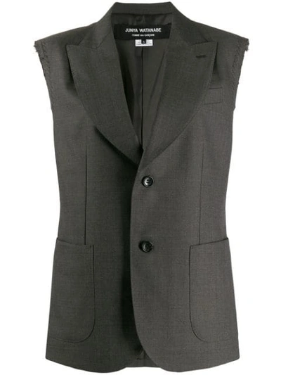 Shop Junya Watanabe Destroyed Sleeveless Blazer In Grey