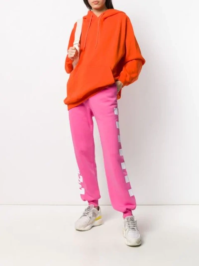 Shop Msgm Logo Print Track Trousers In Pink