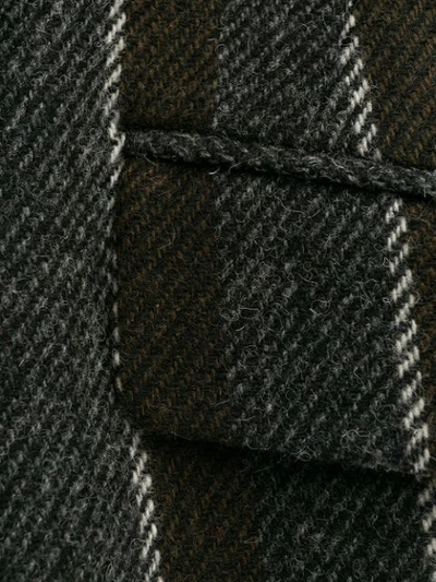 Shop Aspesi Striped Single Breasted Coat In Grey