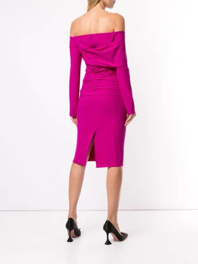 Shop Greta Constantine Eskill Off The Shoulder Cocktail Dress In Purple