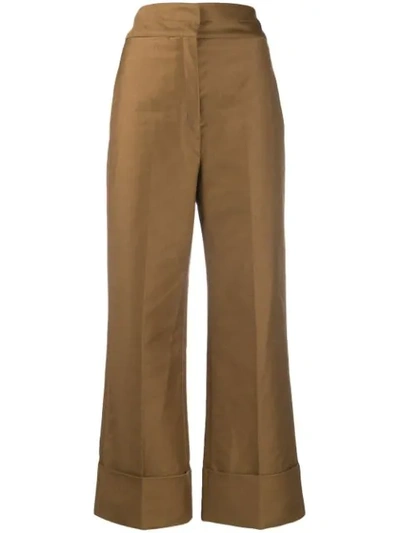 Shop Lemaire High-rise Straight Trousers In Brown