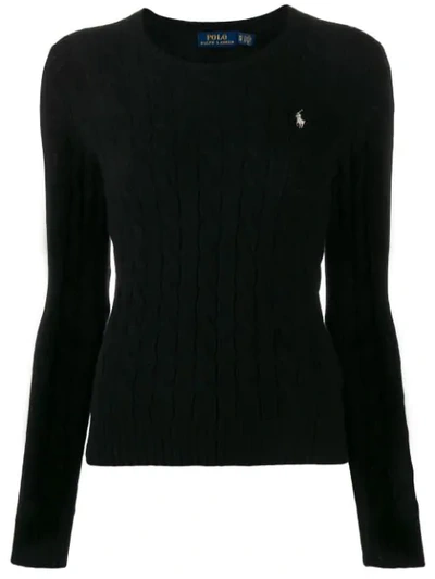 Shop Polo Ralph Lauren Cable-knit Slim-fit Jumper In Black