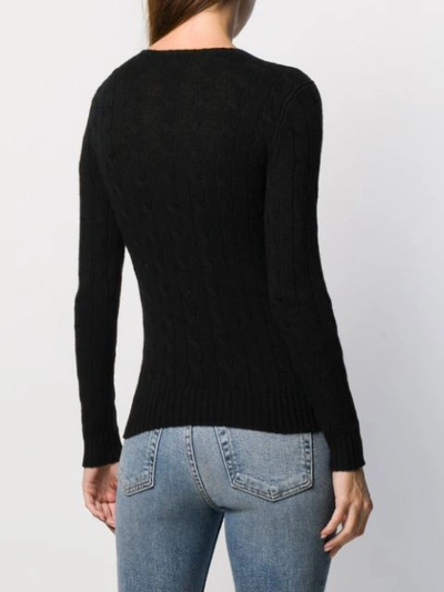 Shop Polo Ralph Lauren Cable-knit Slim-fit Jumper In Black