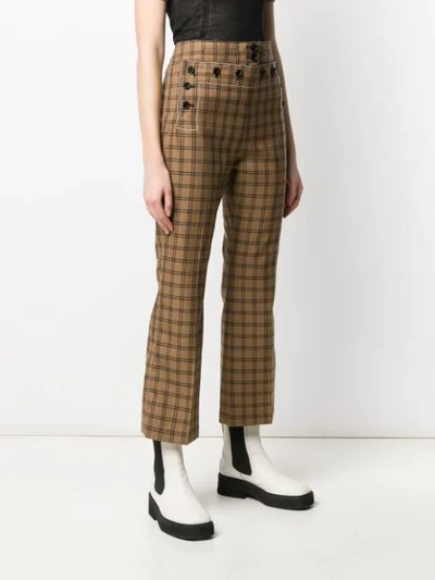 Shop Marni Checkered High-rise Cropped Trousers In Chm51 Marrone