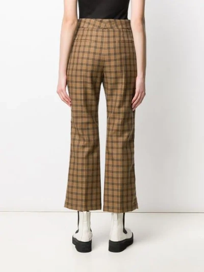 Shop Marni Checkered High-rise Cropped Trousers In Chm51 Marrone