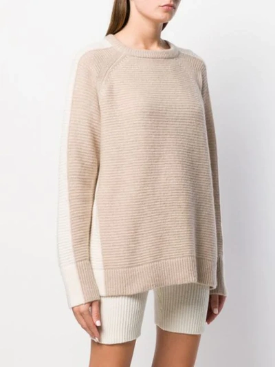 Shop Cashmere In Love Contrast Side Panel Morgan Sweater In Neutrals