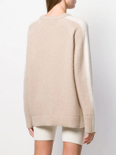 Shop Cashmere In Love Contrast Side Panel Morgan Sweater In Neutrals