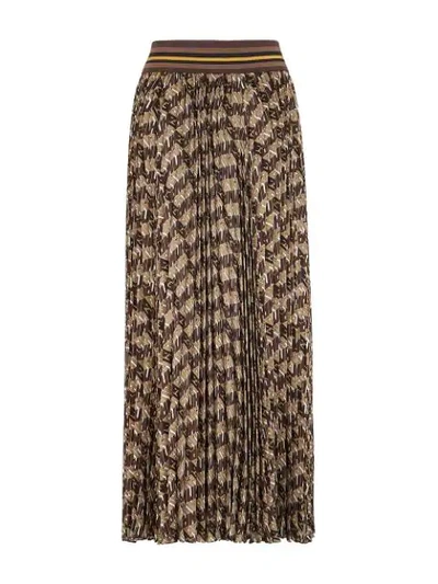 Shop Fendi Roma Amor Pleated Skirt In Brown