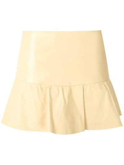 Shop Andrea Bogosian Ruffled Leather Skirt In Soleil