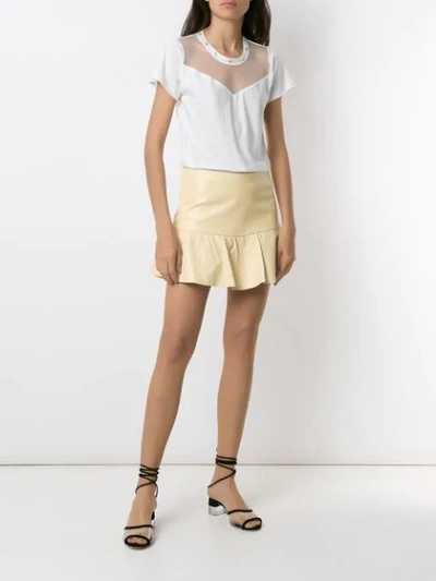 Shop Andrea Bogosian Ruffled Leather Skirt In Soleil