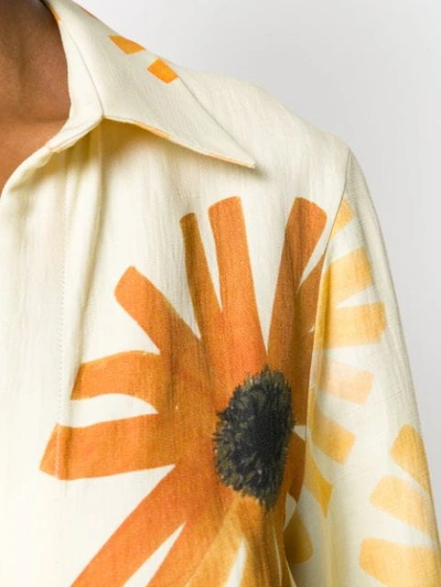 Shop Jacquemus Floral Print Tie-waist Shirt In Yellow