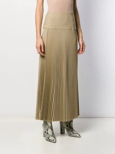 Shop Joseph Pleated Maxi Skirt In Neutrals