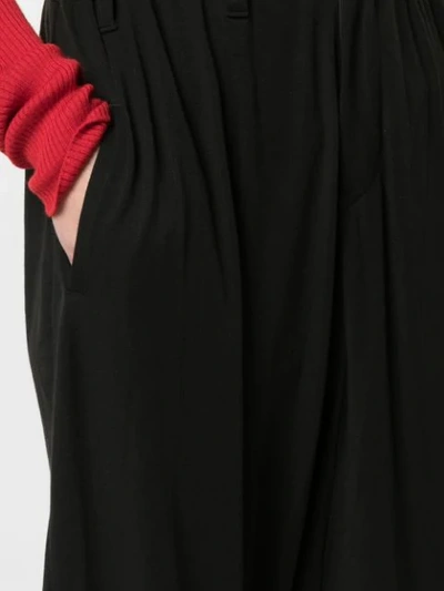 Shop Yohji Yamamoto Asymmetory Gathered Trousers In Black