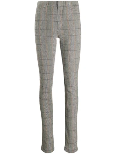 Shop Chloé Checked Zip-detail Trousers In Neutrals