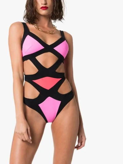 Shop Agent Provocateur Mazzy Cut-out Swimsuit In Pink