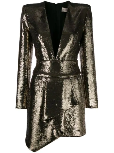 Shop Alexandre Vauthier Sequin Fitted Mini Dress In Gold