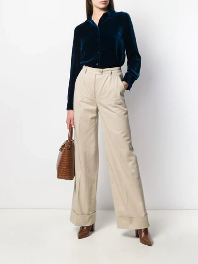 Aspesi Flared Leg High-waisted Trousers In Neutrals