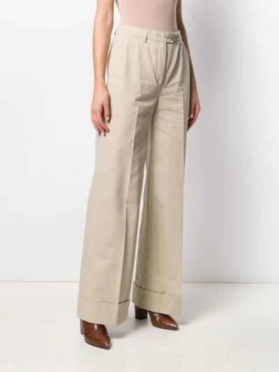 Aspesi Flared Leg High-waisted Trousers In Neutrals