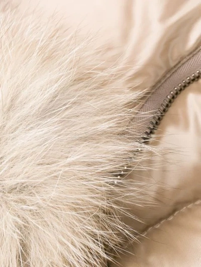 Shop Moncler Fur-trim Hood Padded Jacket In Neutrals