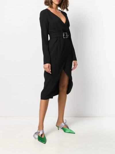 Shop Pinko V-neck Wrap Midi Dress In Black