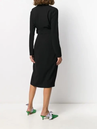 Shop Pinko V-neck Wrap Midi Dress In Black