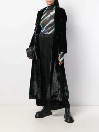 Shop Andrea Ya'aqov Velvet Long Coat In Black