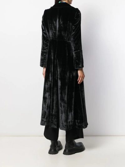 Shop Andrea Ya'aqov Velvet Long Coat In Black