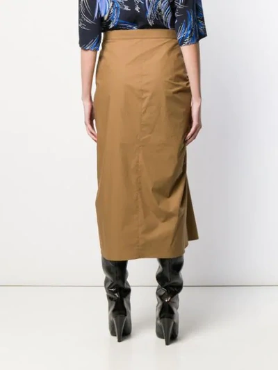 Shop Givenchy Ruched Midi Skirt In Brown