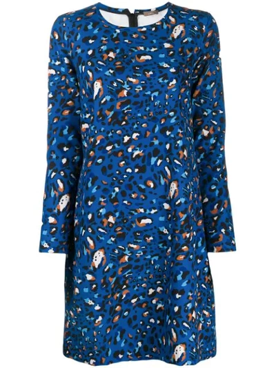 Shop Altea Leopard Print Short Dress In 8 Blue