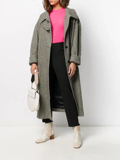 Shop Alberto Biani Herringbone Oversized Coat In Neutrals