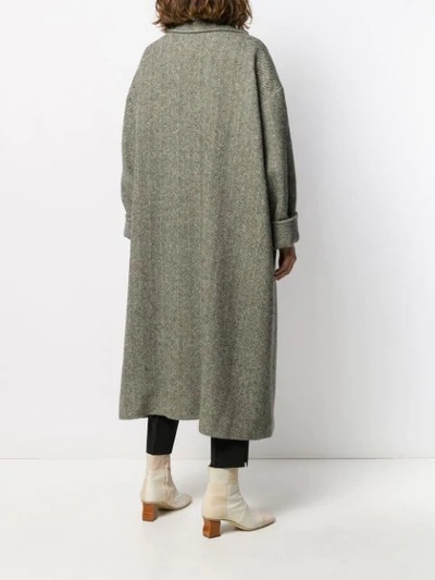 Shop Alberto Biani Herringbone Oversized Coat In Neutrals