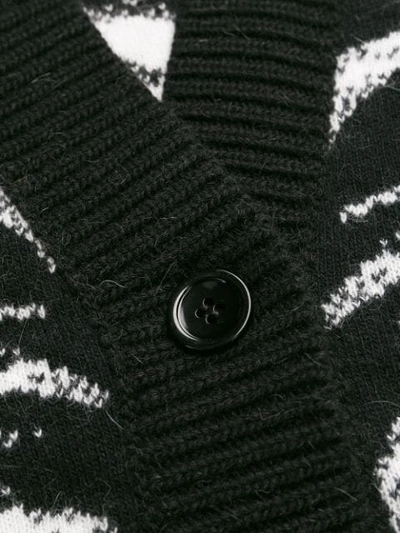 Shop Laneus Zebra Pattern Cardigan In Black