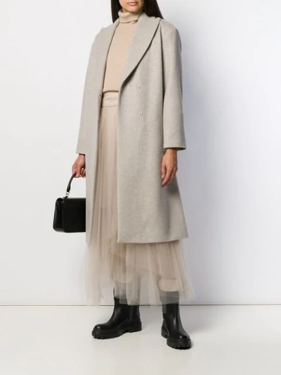 Shop Brunello Cucinelli Belted Single-breasted Coat In Neutrals