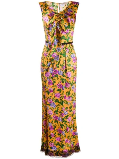 Pre-owned Nina Ricci Floral Print Dress In Yellow