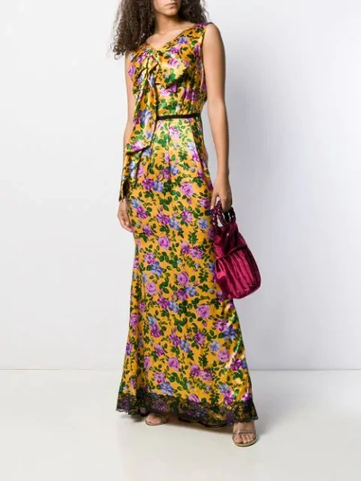 Pre-owned Nina Ricci Floral Print Dress In Yellow