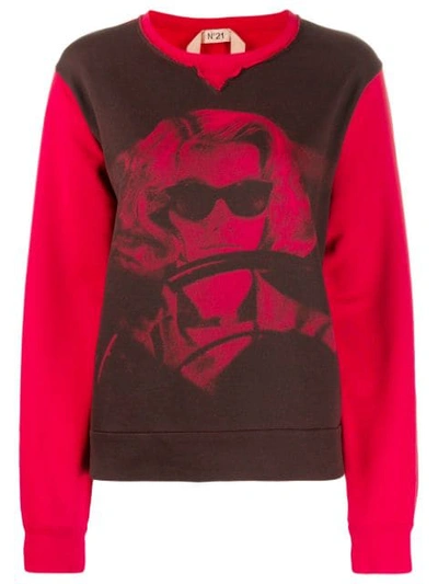 Shop N°21 Woman Print Sweatshirt In Red