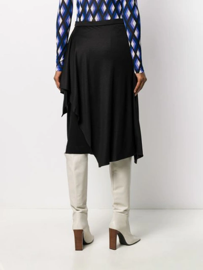 Shop Diane Von Furstenberg Asymmetric Drape Midi Skirt In Black