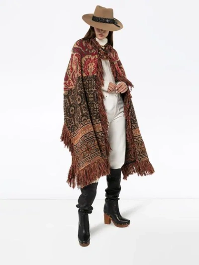 Shop Etro Tapestry Embroidered Fringed Cape In Multicoloured