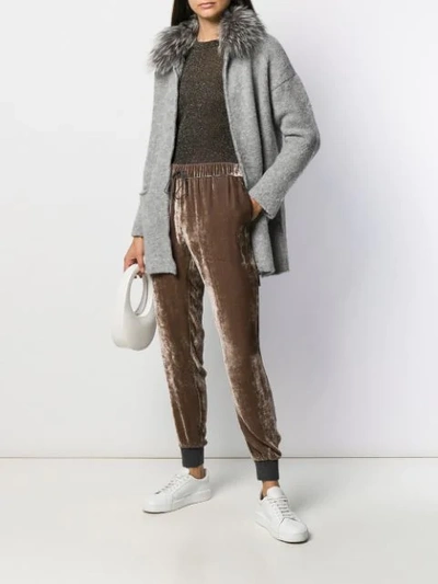 Fabiana Filippi Drawstring Velour Trousers In Neutrals