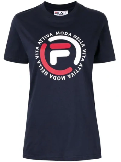 Shop Fila Logo Boyfriend T-shirt In Blue